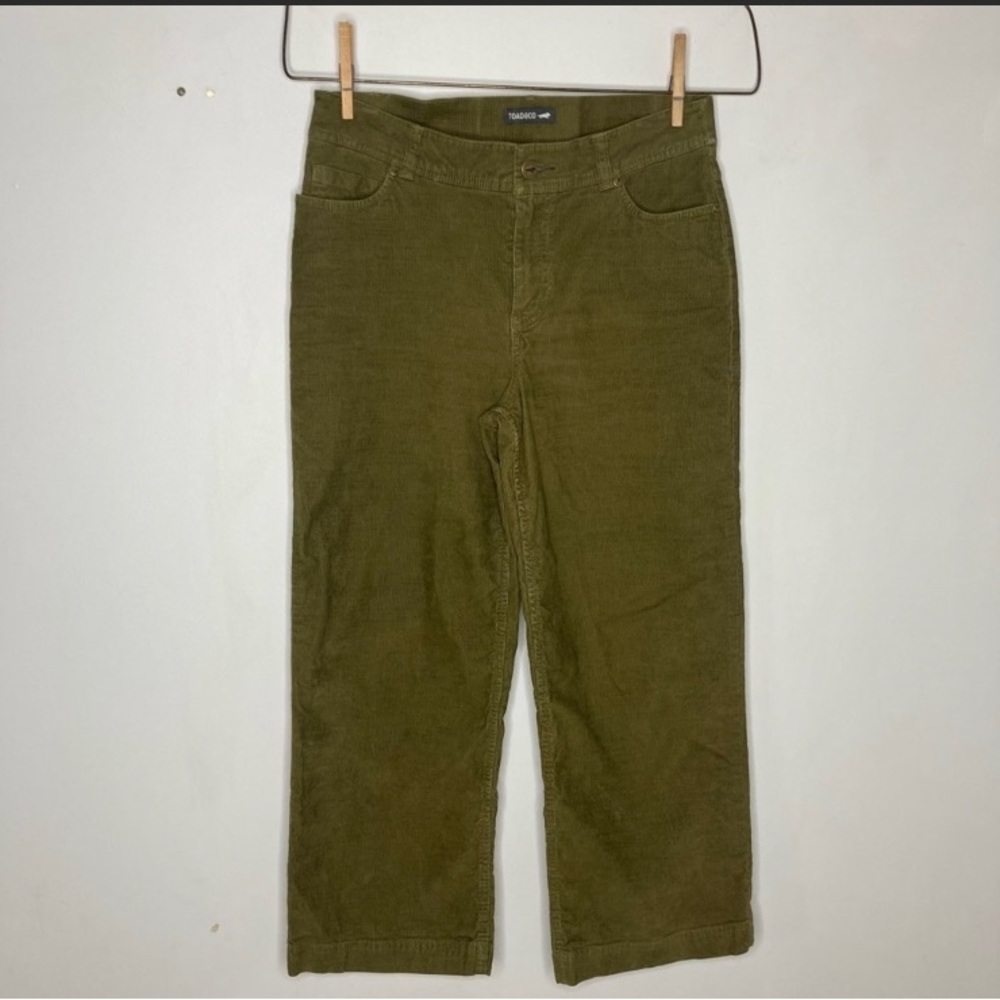 Toad & Co Size 4 Corduroy Cropped Wide Leg Size 4 Olive Green Pants